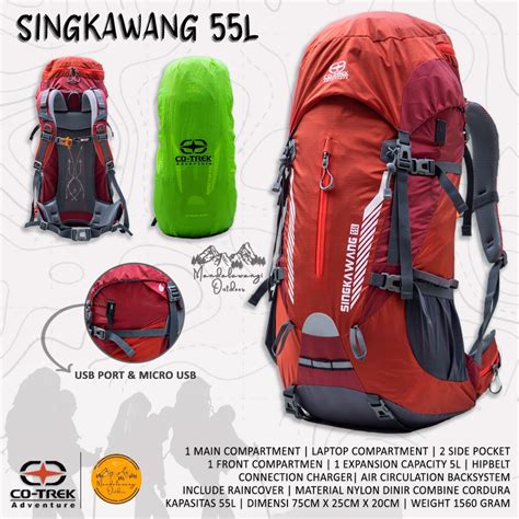 Jual TAS CARRIER RANSEL GUNUNG CO TREK SINGKAWANG 55 LITER RAINCOVER