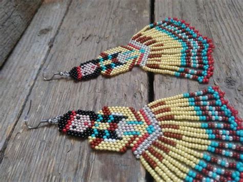 Indian Maiden Girl Earringsbeaded Earrings Figurineseed Bead Etsy