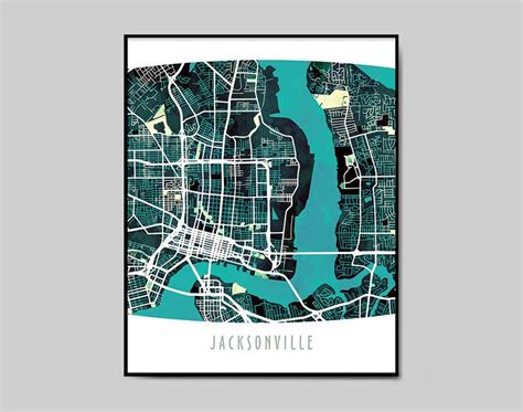 Jacksonville Street Map Jacksonville Elliptical Triptych | Etsy