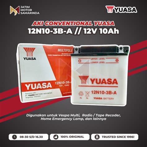 Jual Yuasa Aki Konvensional 12N10 3B A 12V 10Ah Untuk Vespa Multipole