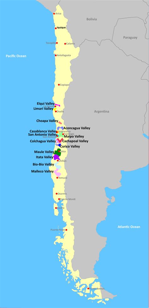 Chile Map of Wine Regions