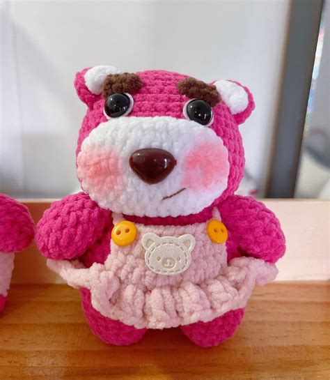 Crochet Lotso Bear Keychain Hobbies Toys Stationery Craft