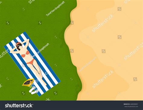 Sexy Women Pink Bikini Sunbathing On Stock Vector Royalty Free Shutterstock