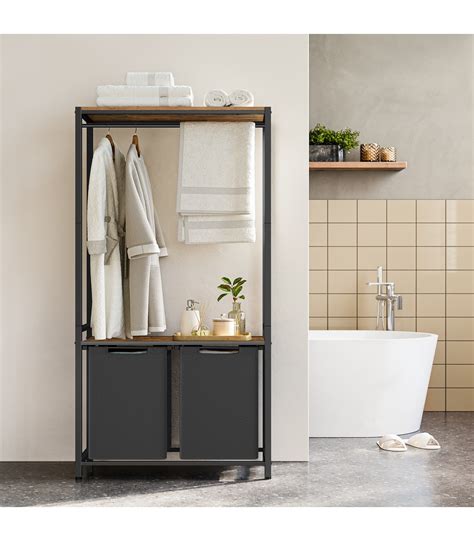 Meuble De Rangement Salle De Bain Avec Panier Linge Int Gr H Cm