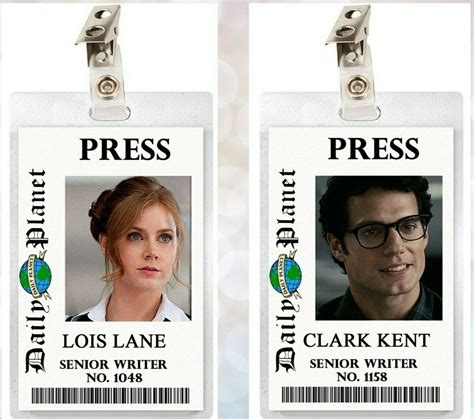 Man Of Steel Lois Lane Clark Kent Daily Planet Id Badge Journalist