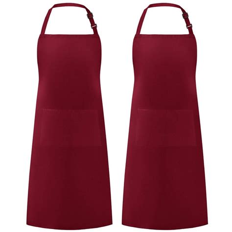 Buy Adjustable Bib Apron With 2 Pockets Cooking Kitchen Aprons For