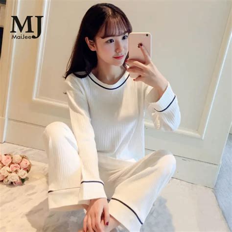 Maijee 2018 Korean Style Two Piece Pajama Set Pyjamas Women Lingerie