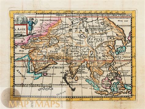 L’Asie 18th century antique map of Asia by Paul de La Feuille 1706