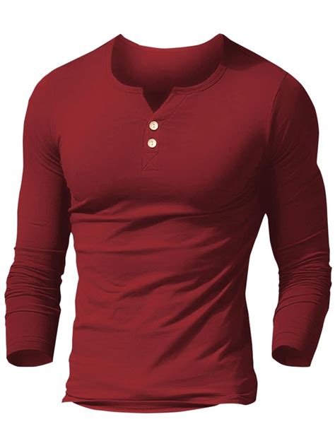 Manfinity Homme Men Notched Neck Button Detail Tee Shein Usa