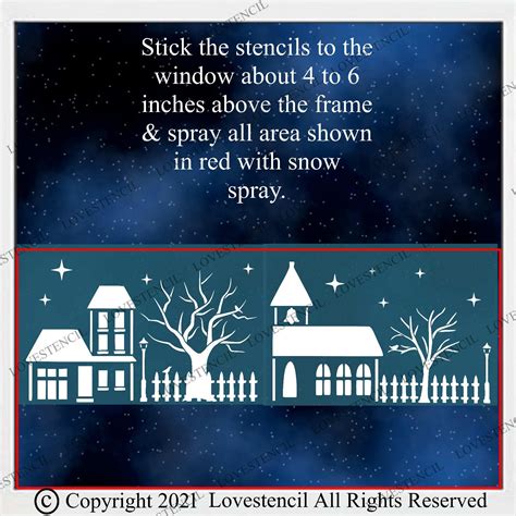 Christmas Village Window Stencils For Use With Snow Spray Set Etsy Uk