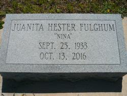 Juanita Hester Fulghum M Morial Find A Grave