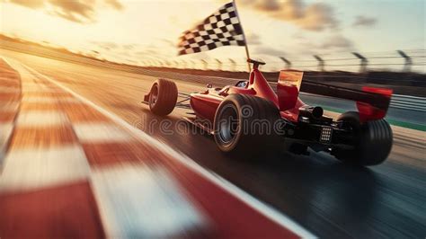 Racing Car On Track Crossing The Finish During F1 Gran Prix Stock Image