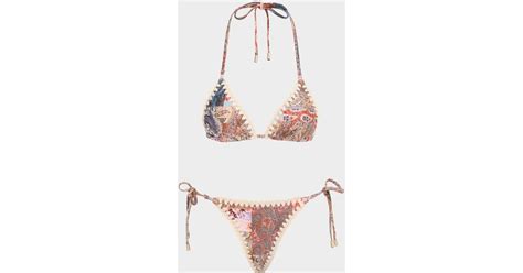 Zimmermann Devi Crochet Edge Bikini Set In Patch Paisley In White Lyst