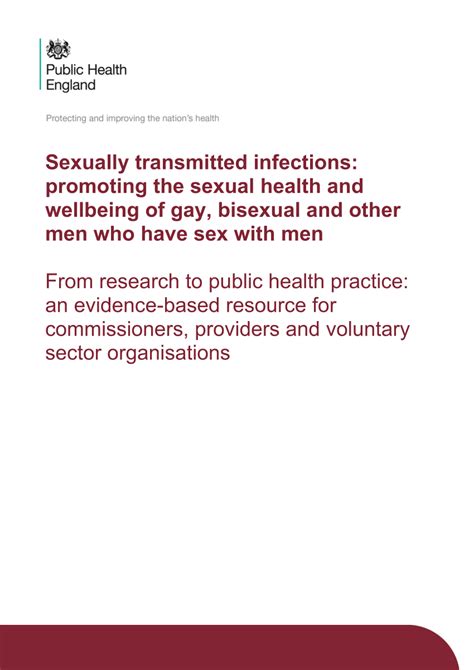 PDF Sexually Transmitted Infections Promoting The Sexual Health And Wellbeing Of Gay