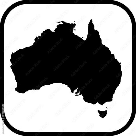 Map Of Australia And Tasmania Australian Continent Silhouette Vector