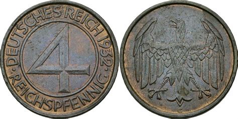 4 Pfennig Weimarer Republik 4 Reichspfennig 1932 G Karlsruhe Adler