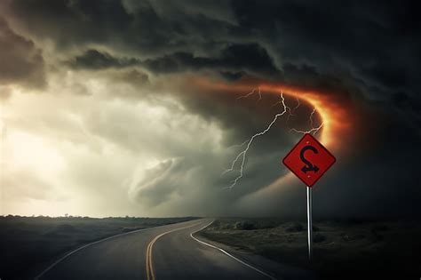 Premium AI Image | Photo of Tornado warning sign against a stormy sky To