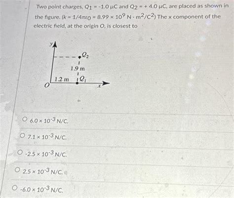 Solved Two Point Charges Q1−10μc And Q240μc Are