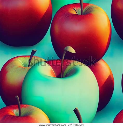 Apple Fruit Seamless Background Pattern Digital Stock Illustration