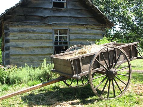 Antique Wooden Cart In Country Barns