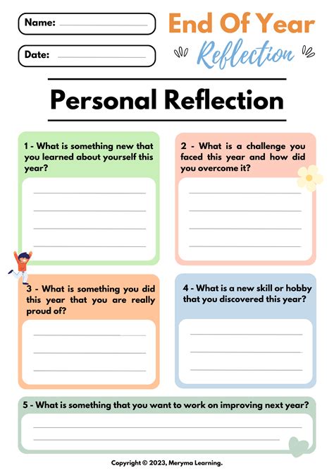 End Of Year Reflection - Worksheets And Task Cards | Made By Teachers