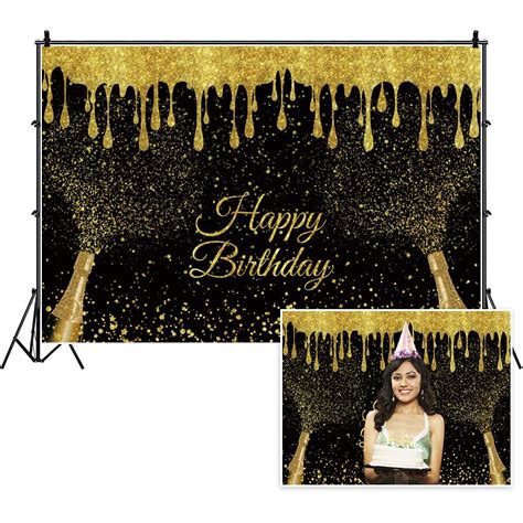 Buy Yeele 10x8ft Black And Gold Photography Background Happy Birthday