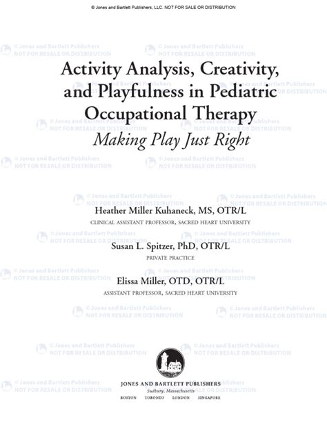 Activity Analysis, Creativity and Playfulness in Pediatric Occupational ...