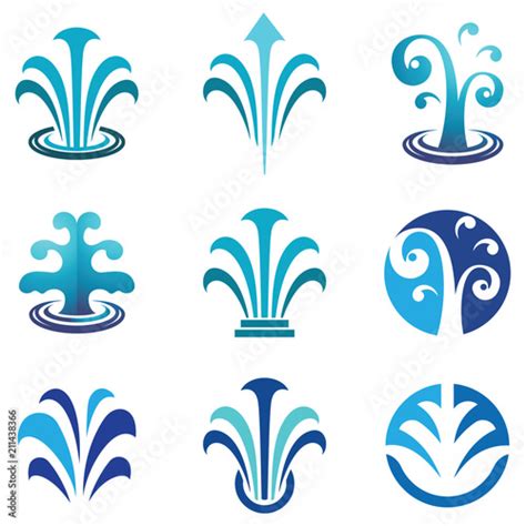 Water Spring Fountain Blue Nature Logo Symbol Stock Vector Adobe Stock