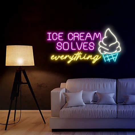 Ice Cream Solves Everything Ice Cream Custom Neon Sign Store Etsy