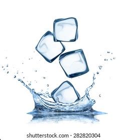 Falling Ice Cubes Water Splashes Isolated Stock Photo