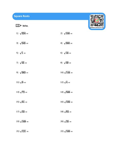 Approximating Square Roots Worksheets