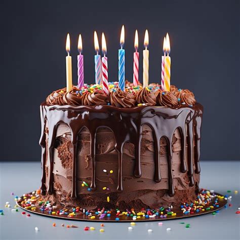 Premium Ai Image Colorful Birthday Cake With Sprinkles And Candles