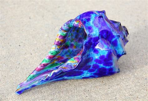 Cobalt And Copper Blue Glass Conch Shell So Pretty Shells Conch Shell Shell Art