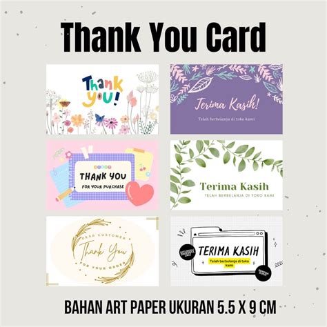 Jual Kartu Ucapan Terima Kasih Online Shop Thank You Card Thx Thanks