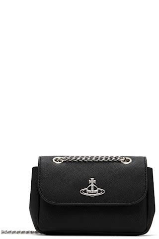 Black Saffiano Biogreen Small Chain Bag By Vivienne Westwood On Sale