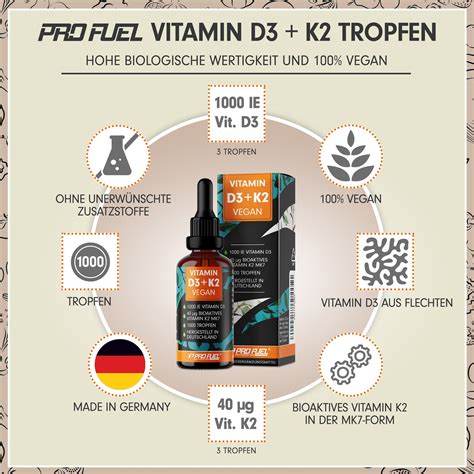 ProFuel VITAMIN D3 K2 VEGAN Tropfen 1 000 IE Vitamin D3 40 Mcg