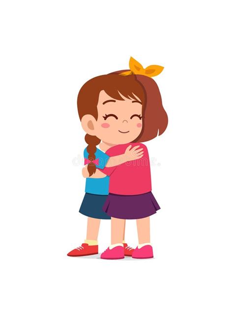 Little Kid Hug Best Friend and Feel Happy Stock Illustration - Illustration of cute, happy ...