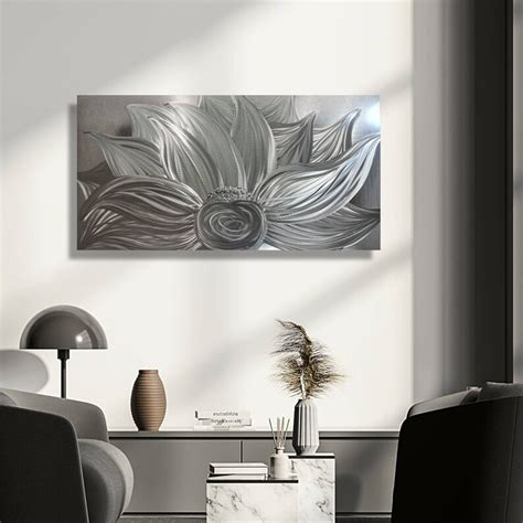 Metal Wall Art Modern Art Silver Lotus Flower Art Wall - Etsy