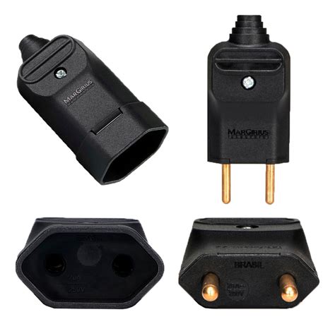 Plug Macho Pinos Tomada Femea A Preto Margirius