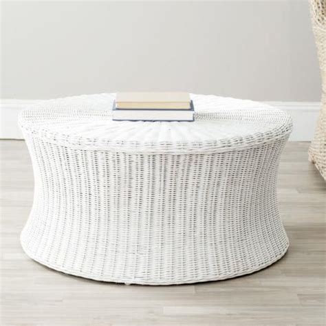 Ruxton White Wicker Ottoman Storage Bench Furniture Living Room Bed