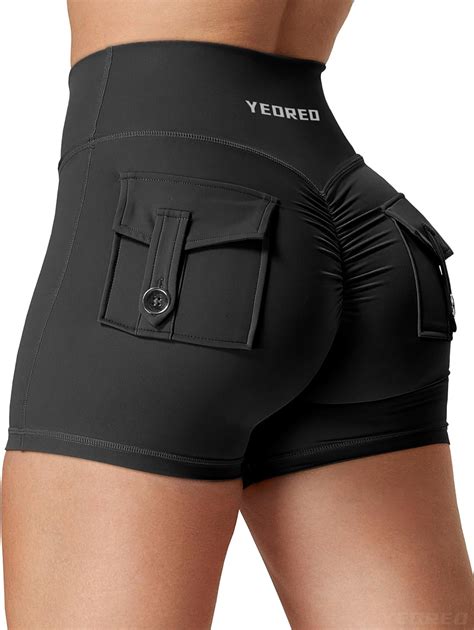 Yeoreo Scrunch Workout Shorts With Pockets Charm Gym Biker Shorts For Women High Waisted Yoga