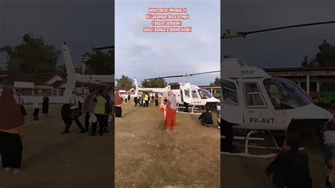 Helicopter Mendarat Di Lapangan Desa Grogol Dekat Bandara Kediri