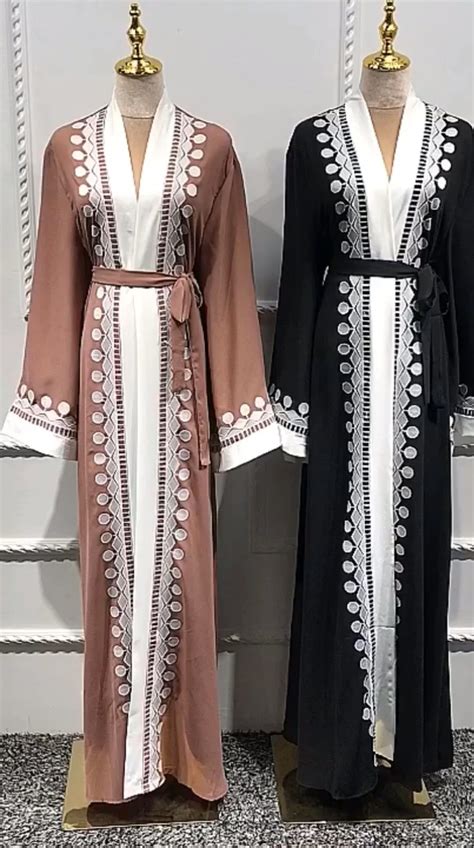 Sexy Ladies Long Sleeve Open Abaya Pattern Maxi Dress Wholesale Muslim