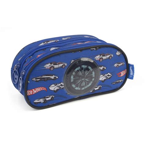 Estojo Escolar Duplo Hot Wheels Azul EI38264HW Luxcel PT 1 UN
