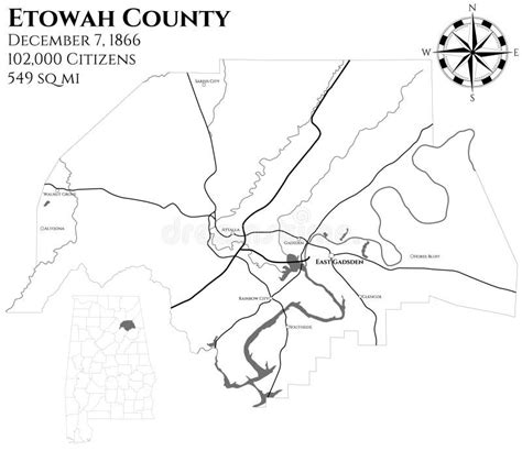 Map Of Etowah County In Alabama Stock Vector Illustration Of Federal