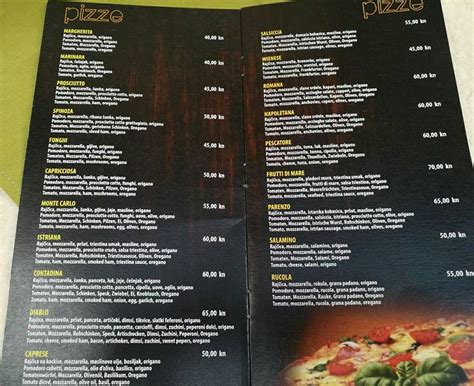 Menu At Diablo Pizzeria Bistro Poreč