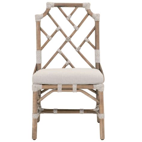 Esther Coastal Beach Grey Rattan White Taupe Rope Dining Chair Set Of 2