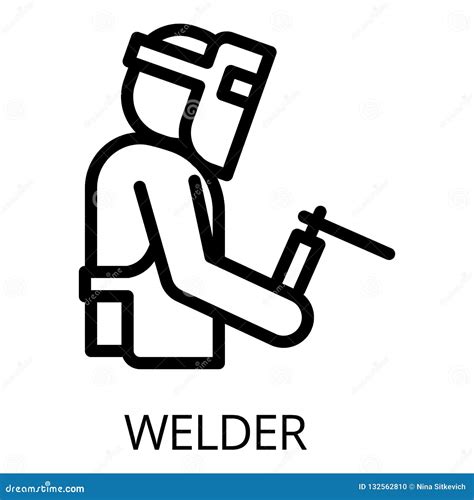 Welder Icon Outline Style Stock Vector Illustration Of Manufacturing