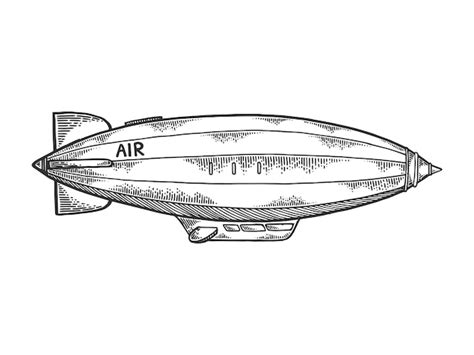 Premium Vector | Airship dirigible engraving vector illustration