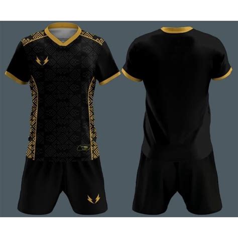 Jual Sixa Baju Futsal Setelan Stelan Jersey Bola Batik Hitam Emas Black